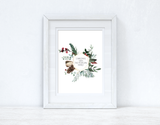 Personalised Custom Wording Christmas With the Surname Family Wreath Christmas Seasonal Wall Home Decor Print