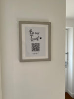 Personalised Be Our Guest Heart Wifi QR Scan Home Wall Decor Print