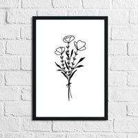 Flower 3 Simple Line Work Bedroom Home Wall Decor Print