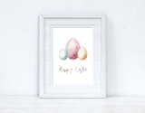 Happy Easter Pastel Eggs Spring Seasonal Wall Home Decor Print