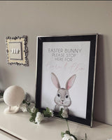 Easter Bunny Please Stop Here Name Spring Easter Seasonal Wall Home Decor Print