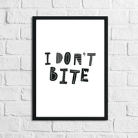 Scandinavian I Don't Bite Children's Nursery Bedroom Wall Decor Print