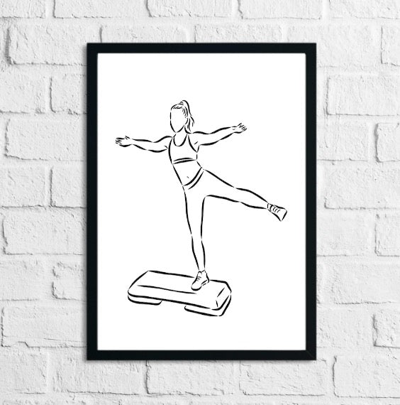 Hand Drawn Exercising Woman Home Decor Print