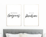 Morning Gorgeous Morning Handsome Couple Black Set Of 2 Bedroom Prints