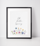 Oh Hello Spring Floral Border 2024 Spring Easter Seasonal Wall Home Decor Print