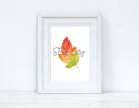 Stay Cosy Leaf Autumn Seasonal Wall Home Decor Print