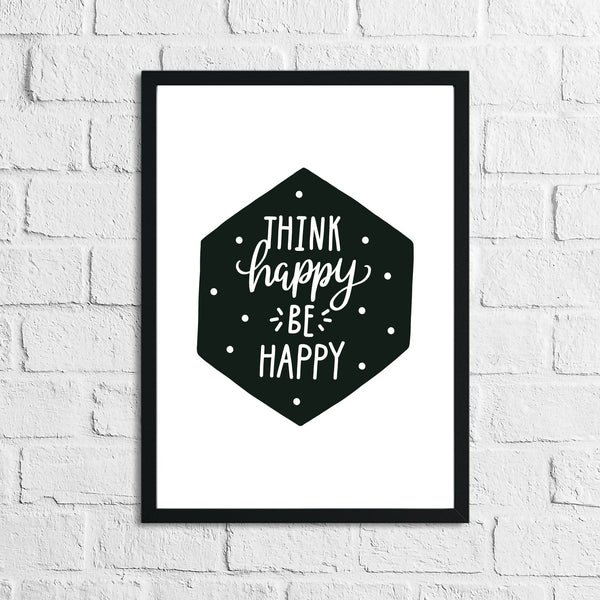 Scandinavian Think Happy Be Happy Children's Nursery Bedroom Wall Decor Print