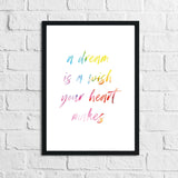 A Dream Is A Wish Colour Children's Room Wall Decor Print