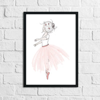 Ballerina Pink Children's Room Wall Bedroom Decor Print