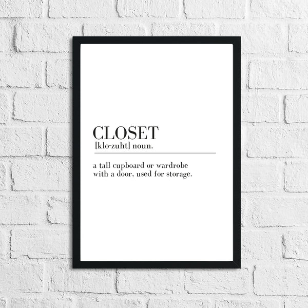 Closet Definition Dressing Room Simple Wall Home Decor Print