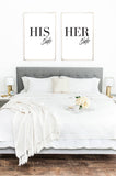 HIS & HER Side Bold Couple Set Of 2 Bedroom Prints