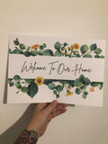 Welcome To Our Home Green Eucalyptus Spring Floral Landscaped Wall Decor Print