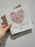 Happy Mothers Day Heart Wreath Mothers Day Cute Funny Humorous Hammered Card & Envelope