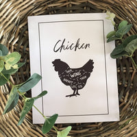 Chicken Cuts Simple Cool Kitchen Farmhouse Wall Decor Print