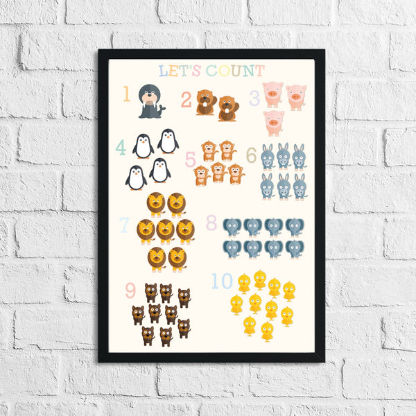 Let's Count 1 2 3 4 Number Children's Room Wall Decor Print