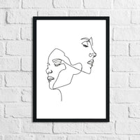 Simple Two Faces Line Work Bedroom Wall Decor Print